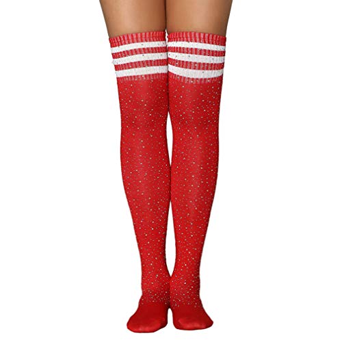 AROOMVE Women's Sparkle Rhinestone Stocking Crystals High Socks Over Knee High Stocking