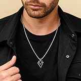 Galis Mens Necklace - Premium Stainless Steel for Men, Non Tarnish with Triangle Black Enamel Pendant, Chain Pendants, Stylish - Gifts for Him 24"