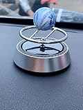 Rotating Car Air Freshener Solar Floating Earth Mars Stocking Stuffers Car Perfume Aromatherapy Diffuser Car Interior Decoration Accessories Car Office Home Ornament Nice Gift (Earth)