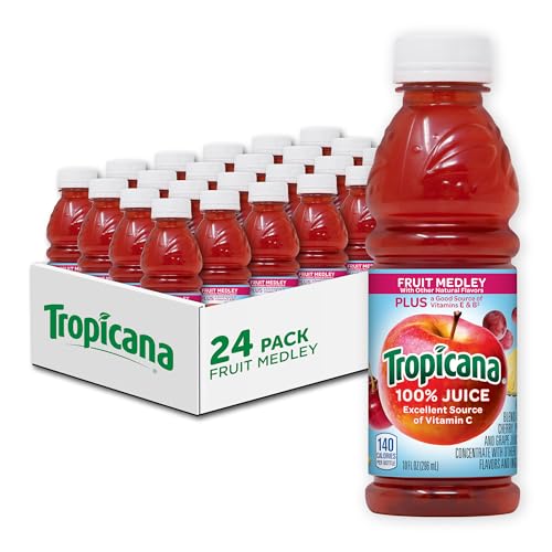 Tropicana 100% Fruit Medley Juice,Single Serve, 10 Fl Oz Bottles (Pack of 24) - Real Fruit Juice, Vitamin C, B & E Rich, No Added Sugars, No Artificial Flavors