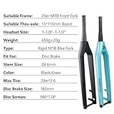 Carbon Rigid Fork 29er Mountain Bike Fork 1-1/2'' Tapered Front Fork Thru Axle 15x110mm Boost Fork Disc Brake (Color : Black) (Black)