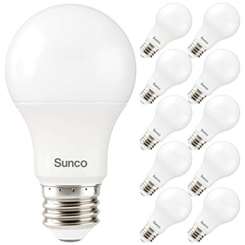 Sunco 10 Pack 3W=25W A19 LED Light Bulbs CRI91 4000K Cool White, 250 Lumens, E26 Medium Base, Indoor Outdoor, Super Bright, Instant On, Frosted Lens, Lamp for Bedroom Dining Living Room UL