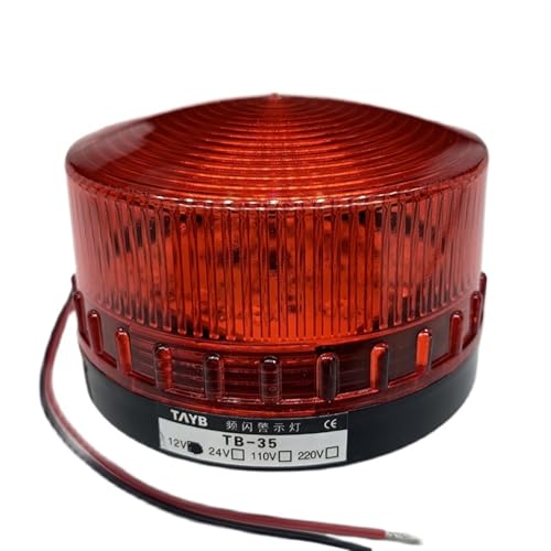 TB35-R-J with Buzzer 12v 24v 110v 220v Red Security Alarm Strobe Signal Light Warning LED Lamp Small Flashing Light(24V)