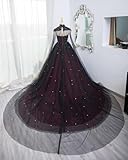 Ftupza Tulle Red Burgundy Sweetheart Wedding Dresses for Bride Lace Applique Bridal Gown with Train A-line Plus Size V-Neck Wedding Gown Size 26