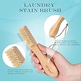 BFWood Laundry Stain Brush, Natural Soft Boar Bristle for Scrubbing Out Tough Stains on Delicate Fabrics, Knits, Cotton, Linens, No Damage