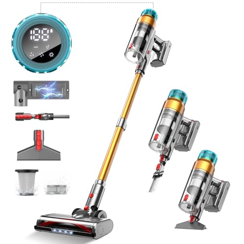 MBYULO Cordless Vacuum Cleaner for Home 600W 55Kpa Upgraded Powerful Stick Vacuum Up to 60Mins, Anti-Tangle & Wall Mount Charging, 8 in 1 Lightweight Vacuum Cleaners for Home/Pet Hair/Carpets/Floors