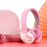 Wireless headset kids headphones cute earphones bluetooth headset headphone for boys girls, canceling noise with mic. Audífonos para niños y niñas con microfono (Hello Kitty, Pink)