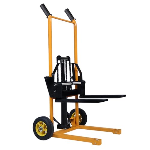 Manual Forklift Material Stacker, Hand Truck Lifts with Fixed Legs and Adjustable Forks, 2.3-36" Lifter Hieght Hydraulic Lift for Factory, 440Lbs (Foot Pedal)