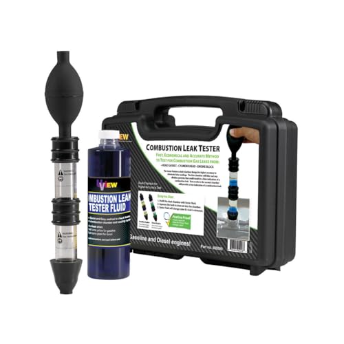 UView 560000 Automotive Combustion Leak Test Kit for Head Gaskets, Cylinder Heads and Engine Block Leaks, Gas/Diesel Engines, Dual-Chamber Tester Filters Alkaline Particles, 16oz Testing Fluid