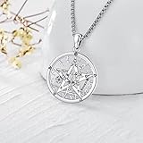 LOOVE Sterling Silver Tetragrammaton Necklace Solomon Protection Pentagram Necklace Women Witch Tetragrammaton Pendant Pentacle Amulet Jewelry for Men