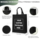 JEOHLORY discount promos custom reusable grocery tote bags - 50 pack - personalized logo, text - large (One color printing, Customized Black)