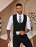 COOFANDY Men's Casual Business Suit Vest Slim Fit Dress Vests Formal Tuxedo Waistcoat, Black,Medium