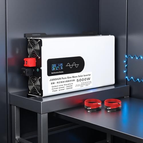 2025 Latest Upgraded Model 5000 Watt Pure Sine Wave Power Inverter 12V,24V,48V,72V DC to 110V 220V AC with Hardwire Terminals for Off Grid Solar System Boats Campers,72V-5000W