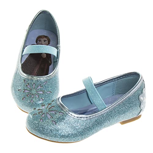 Disney Girls Mary Jane Flats - Kids Character Princess Dress up Slip-on Shoes, Blue (9 Medium, Toddler)