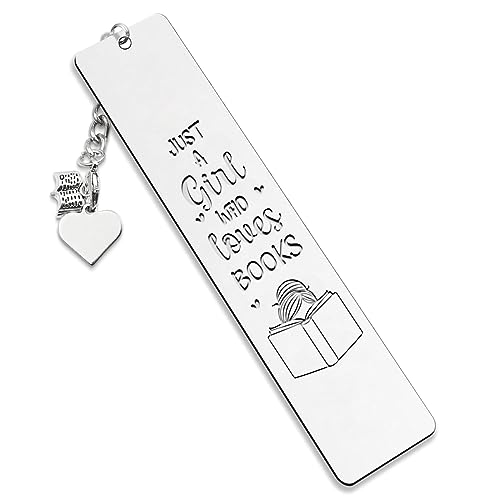 LRUIOMVE Funny Stainless Steel Bookmark Gift for Women, Daughter, Son, Writers, Book Lovers Christmas Stocking Stuffers, Fun Gift Idea for Teens, Boys, Girls, Kids, Friends and Teachers (Just a Girl)