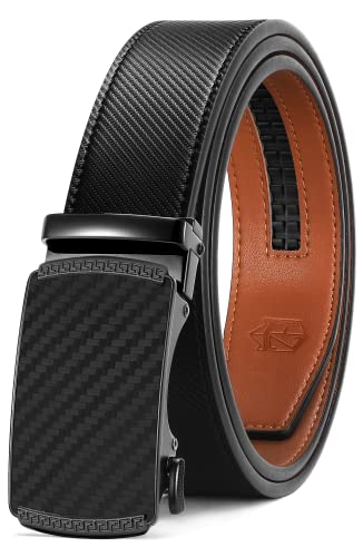 Zitahli Belt Men, Ratchet Belt Dress with 1 3/8" Premium Leather,Slide Belt with Easier Adjustable Automatic Buckle,Trim to Fit Size 40"-46"