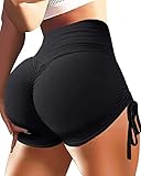 Danysu Sexy Shorts for Women Butt Lifting Scrunch Butt Shorts Workout Booty Shorts Black Medium