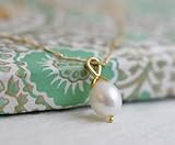 Cultured Freshwater Pearl Gold Filled Necklace 18 inches - Handmade Dainty Pearl Jewelry Gift Idea for Women - Birthday Gift - June Birthstone -Wedding Bridal Jewelry - Single Pearl Pendant Necklace