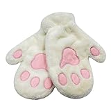 RARITYUS Cute Cat Paws Full Finger Gloves Fluffy Plush Winter Warm Mittens Hand Warmer for Women Teenager Girls