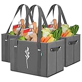 Green Bulldog Reusable Grocery Bags - Heavy Duty Reusable Shopping Tote Bags W/Long Handles, Foldable & Collapsible, Holds Up to 65 lbs - for Kitchen, Picnic 3 Pack