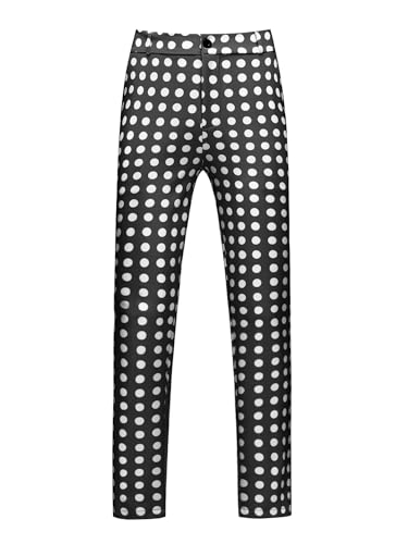 Lars Amadeus Polka Dots Golf Pants for Men's Big and Tall Printed Work Office Trouser 34 Black
