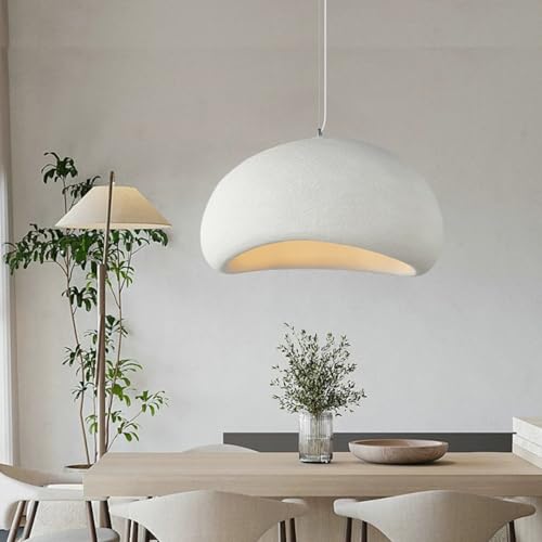 Oliterlux 40cm Modern Pendant Light for Dining Room Kitchen Island Hallway Restaurant Hanging Lamp E26 Base Matte White Japanese Wabi-Sabi Style Bird Nest Shape Lighting Fixture (15.7in)