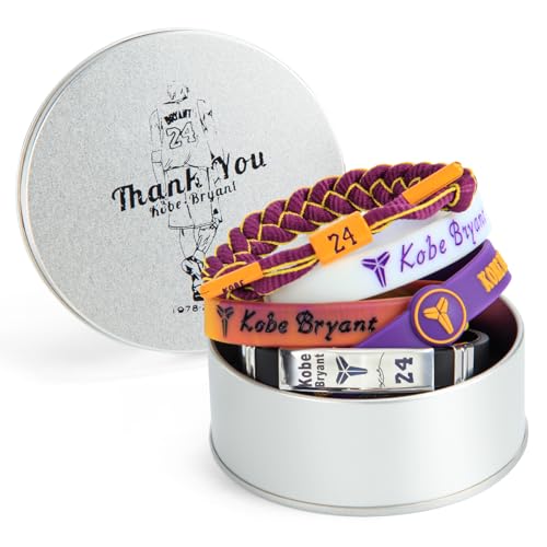 5 Pcs Sports Bracelets, Basketball Star Signature Wristbands, Adjustable Silicone Wristbands, Basketball Star Memorabilia Metal Gift Set - Ideal Fan Gift and collections（No. 24）