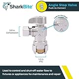 SharkBite 23036-0000LF Brass Push Angle Stop, 1/2 in. x 3/8 in. Compression, Chrome