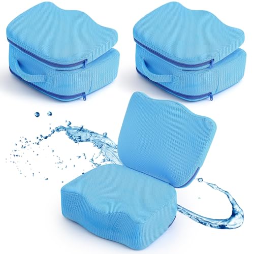 Yerliker 2 Pcs Foldable Hot Tub Booster Seat, Inflatable Adjustable 2 Heights Extra Thick Hot Tub Pillow Bath Seat with Back Support Cushions for Adults Swimming Pool Spa Bathtub Indoor Outdoor (Blue)