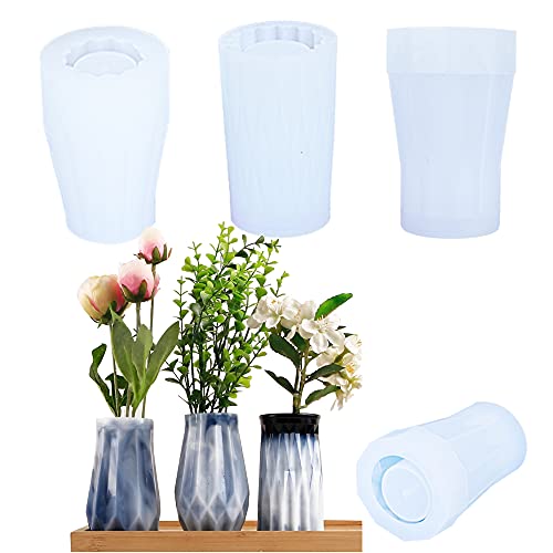 Cayway Vase Resin Moulds Silicone Set, 3 Style Vase Resin Casting Moulds Jewelry Silicone Casting Moulds for Epoxy Resin, Home Decoration