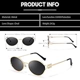 DreamCalf Retro Oval Sunglasses for Women Classic Round Designer Sun Glasses UV400 Protection Gold Metal Frame Shades