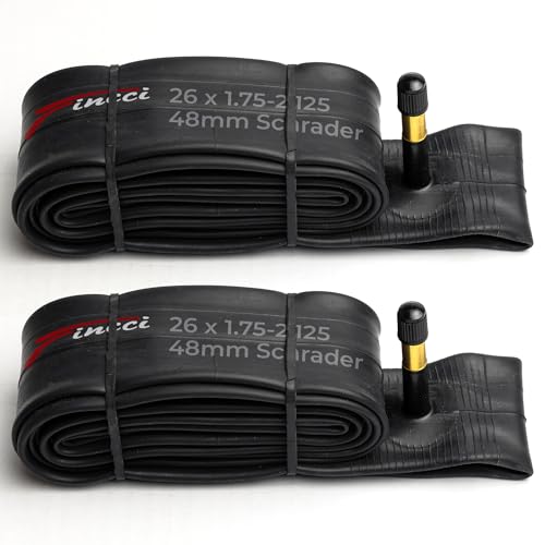 Fincci Pair Bike Inner Tube 26 x 1.75-2.125 Inch 48mm Schrader Valve Inner Tubes for Mountain MTB Bicycle - Compatible Sizes: 1.75/1.85 1.95/2.0/2.10/2.125