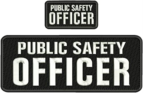 Special Patches for Velcro Patches for Uniform for Public Safety Officer Embroidery Patches 11x4 and 4x2 Hook On Back Black/White Model-Q-X989-937