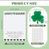 CroBlissful 40 Set St Patrick's Day Lucky Charm Pocket Token with Shamrock Four Leaf Clover Cards Leprechaun Gift Good Luck Pocket Token Keepsake Exchange Gift for Family Friends Coworkers Gifts