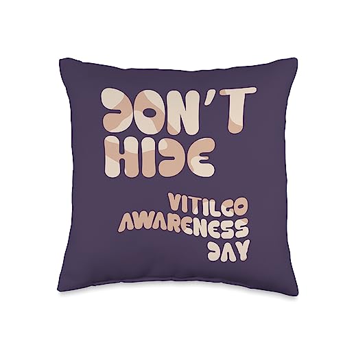Vitiligo Awareness Tees for Vitiligo Collective Don't Hide, fair Skin, Vitiligo Awareness Day Throw Pillow, 16x16, Multicolor