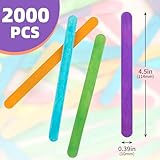 WISYOK 2000 Pcs Colored Popsicle Sticks for Crafts, 4.5 Inch Colored Wooden Craft Sticks, Ice Cream Sticks, Rainbow Popsicle Sticks, Great for DIY Craft Creative Designs and Handicraft