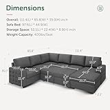 HONBAY Sectional Sleeper Sofa with Pull Out Bed U-Shape Sectional Couch Sleeper Bed with Storage Chaise 6 Seater Sleeper Sectional Sofa Bed, Light Grey