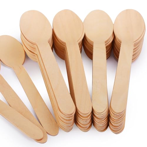 500 Pack Wooden Spoons Disposable 6.3 Inch - Sturdy Birch Wood Compostable & Biodegradable Cutlery - Eco Friendly Spoons for Party, Tasting, Ice Cream, Chocolate, Coffee,Catering Services, Gatherings
