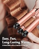 Waver Curling Iron Wand, BESTOPE PRO 5 in 1 Curling Wand Set with 3 Barrel Hair Crimper for Women, Fast Heating Hair Wand Curler in All Hair Type