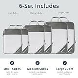 NICOSHOW 6 Set Compression Packing Cubes, Packing Cubes for Travel Compression, Compressible Packing Cubes Travel Essentials, Packing Organizers for Carry-on Luggage Suitcase, Grey