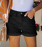 CHICZONE Jean Shorts Womens Black Mid Rise Denim Shorts Stretchy Short Jeans Ladies Summer Shorts L