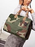 MakeMeChic Women's Camouflage Canvas Handle Satchel Handbags Vacation Work Outdoors Trendy Zip Tote Purses Dark Green Multi One-Size