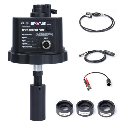 12V DC Gasoline Fuel Pump for Generators - High-Efficiency Automatic Electric Transfer Pump, Universal Fit with 3 Adapters, Unattended Operation (SPEFP-PRO)
