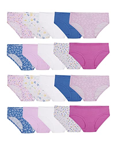 Fruit of the Loom Girls' Cotton Hipster Underwear, 20 Pack-Fashion Assorted