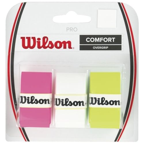 Wilson Pro Overgrip-Comfort 3pk-Assorted-White/Green/Pink