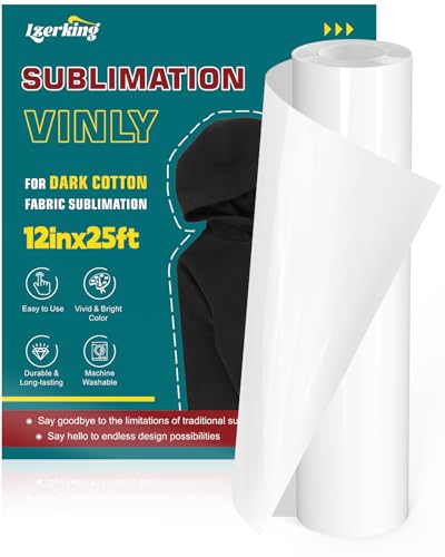 Lzerking Sublimation Htv for Dark Fabric 12in x 25ft Matte Sublimation Vinyl for Cotton Shirts, DIY Gifts, Easy Subli Heat Transfer Vinyl Compatible with xTool M1, Cricut Cutting Machines