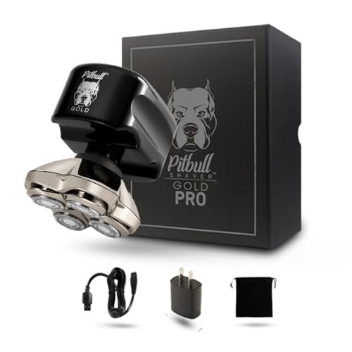 Skull Shaver Pitbull Gold PRO Head and Face Shaver: Holiday Gift Set for Men, 5-in-1 Premium Bald Head Electric Head Shaver, Wet and Dry Easy Head Shaver