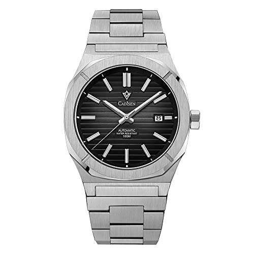 CADISEN Design Men Watches Mechanical Automatic Watch 100M Waterproof Brand Luxury Wristwatch (Black)