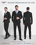 Hihawk Men's 3 Piece Suit with Stretch Fabric, Solid Slim Fit One Button Suit Blazer Set, Jacket Vest Pants with Tie. Black Medium