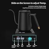 TIMEMORE Fish Smart Electric Coffee Kettle 600ML, Gooseneck Pour Over Kettle for Coffee and Tea Variable Temperature Control, Home Edition Black